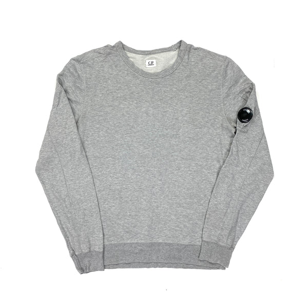 CP Company Light Grey Crewneck Lens Viewer Sweatshirt