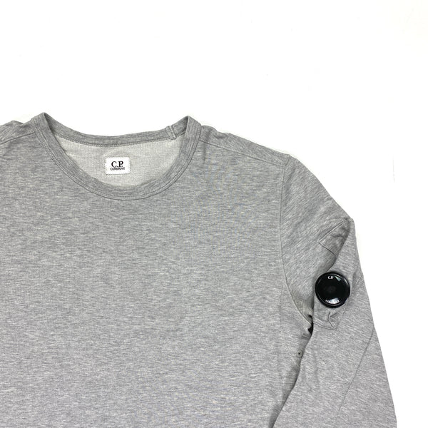 CP Company Light Grey Crewneck Lens Viewer Sweatshirt
