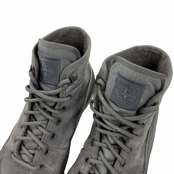 Stone Island Grey Leather Suede Ankle Boots