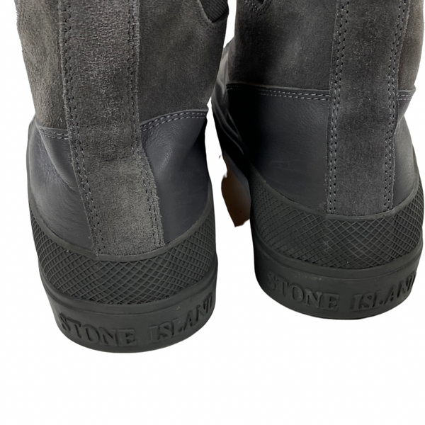 Stone Island Grey Leather Suede Ankle Boots
