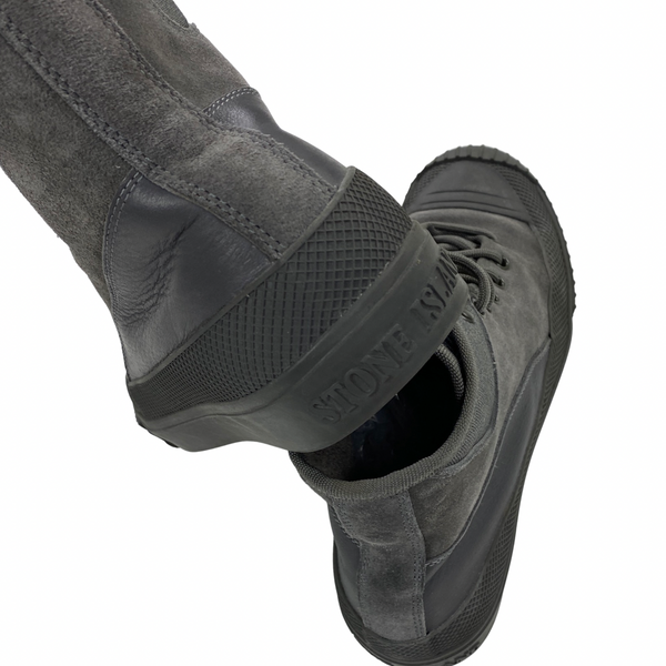 Stone Island Grey Leather Suede Ankle Boots