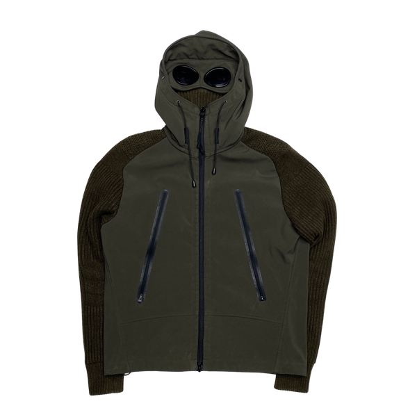 CP Company Khaki Knitted Soft Shell Goggle Jacket