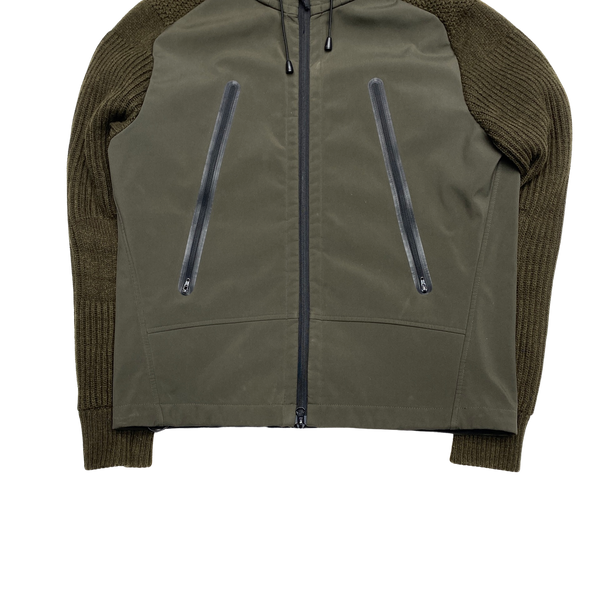 CP Company Khaki Knitted Soft Shell Goggle Jacket