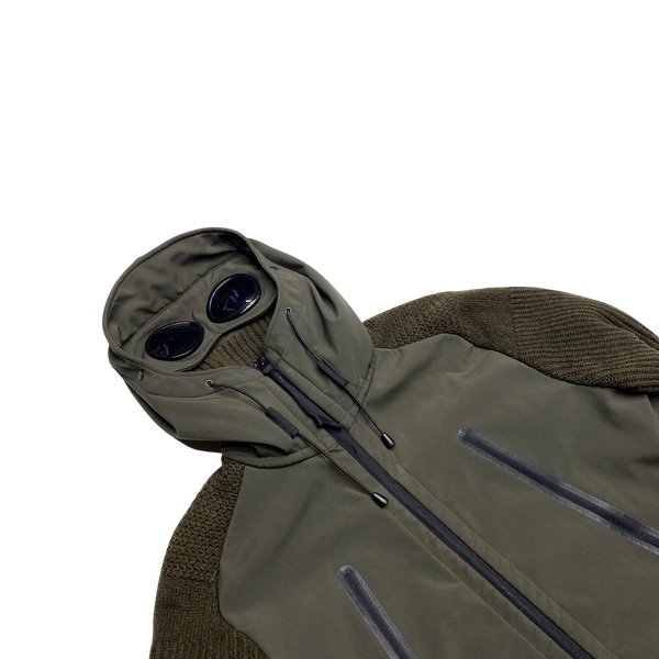 CP Company Khaki Knitted Soft Shell Goggle Jacket