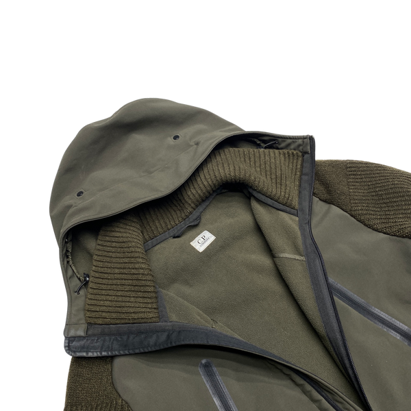 CP Company Khaki Knitted Soft Shell Goggle Jacket