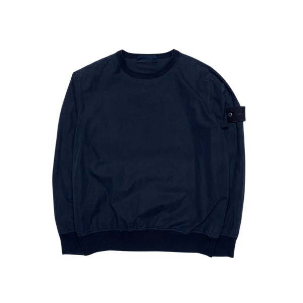 Stone Island Navy Cotton Resin Crewneck Sweatshirt