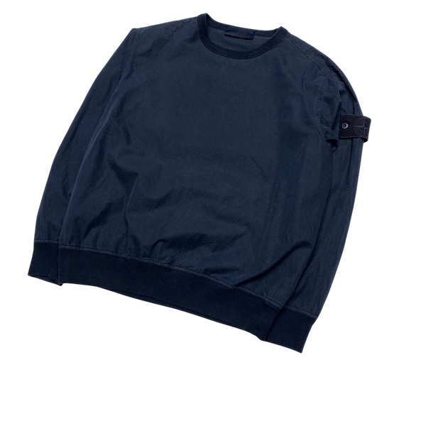 Stone Island Navy Cotton Resin Crewneck Sweatshirt