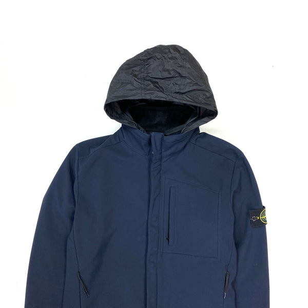 Stone Island Navy Fleece Lined Soft Shell
