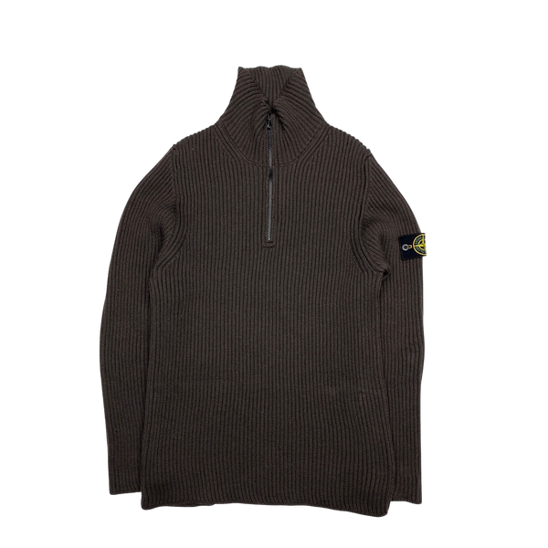 Stone Island Brown Knit High Neck Jumper