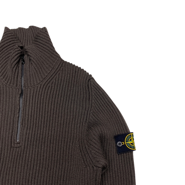 Stone Island Brown Knit High Neck Jumper
