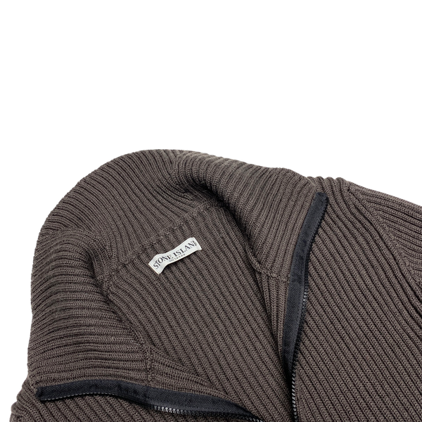 Stone Island Brown Knit High Neck Jumper