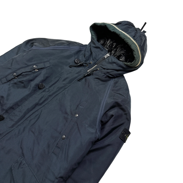 Stone Island Navy Oxford Nylon Parka Jacket - XXL