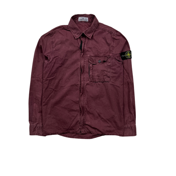 Stone Island 2017 Maroon Garment Dyed Cotton Overshirt - Small