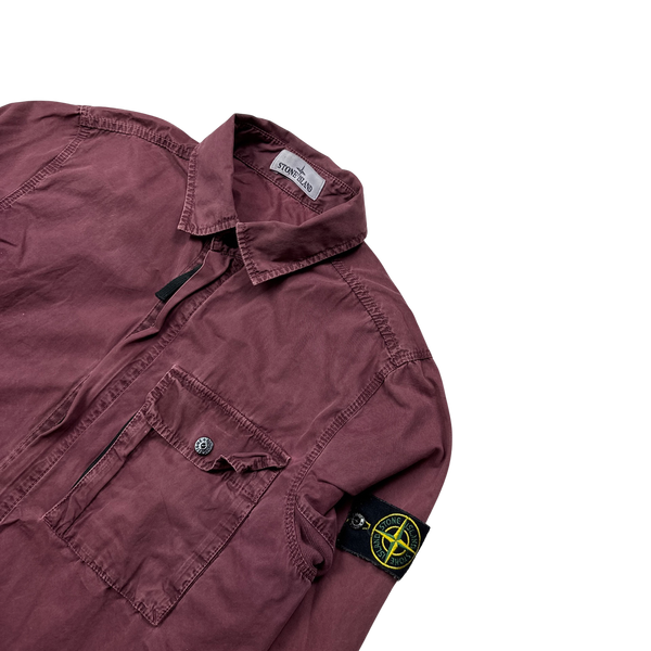 Stone Island 2017 Maroon Garment Dyed Cotton Overshirt - Small