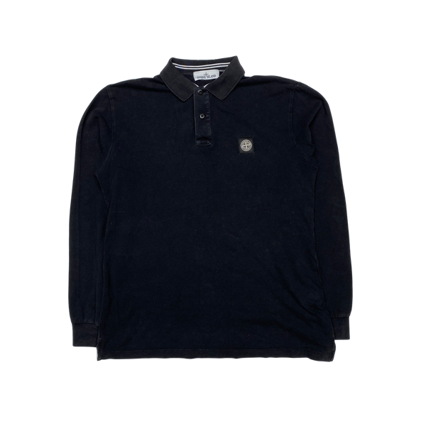 Stone Island 2014 Black Cotton Longsleeve Polo