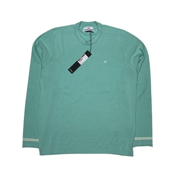 Stone Island Marina Turquoise Embroidered Logo Crewneck