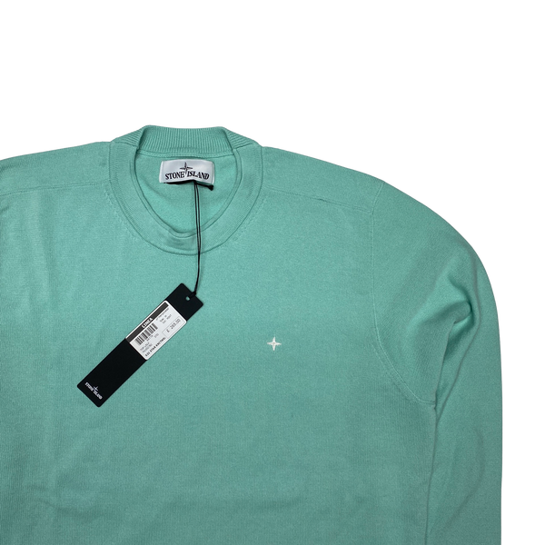 Stone Island Marina Turquoise Embroidered Logo Crewneck