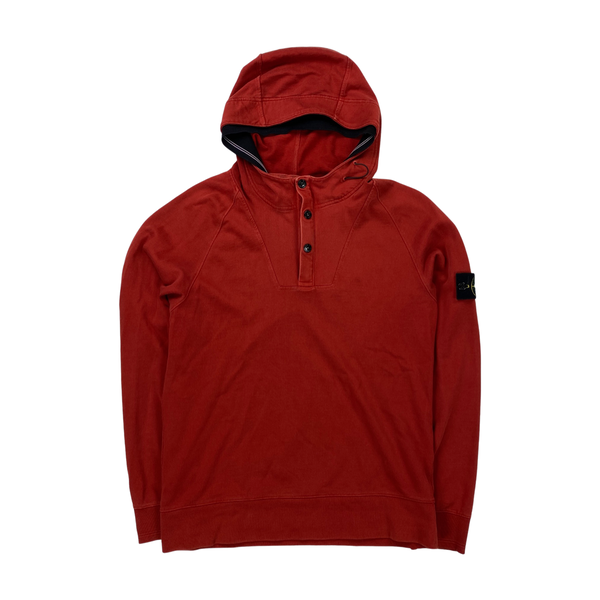 Stone Island 2010 Red Cotton Pullover Hoodie