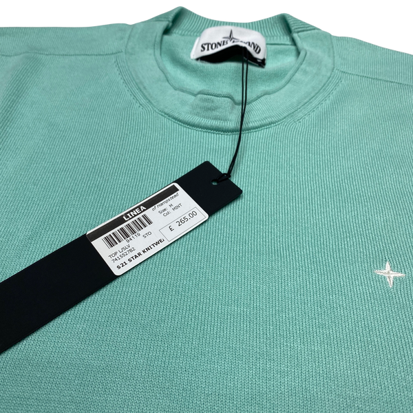 Stone Island Marina Turquoise Embroidered Logo Crewneck