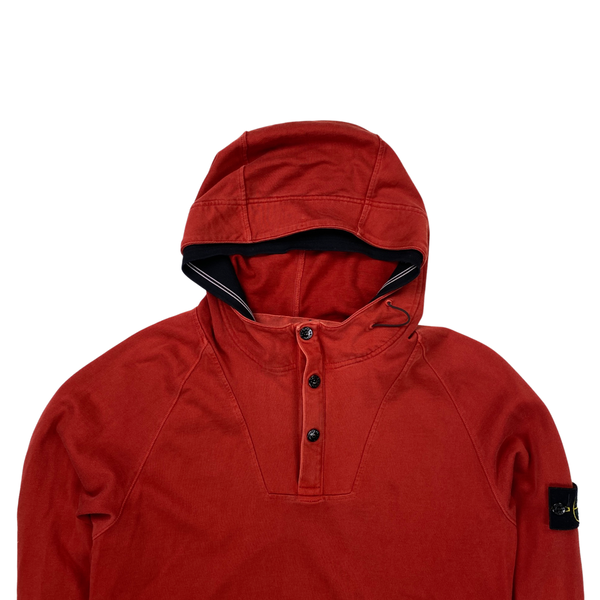 Stone Island 2010 Red Cotton Pullover Hoodie