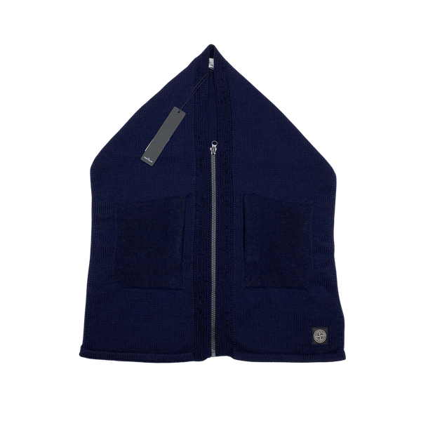 Stone Island Mixed Yarn Navy Pocketed Scarf