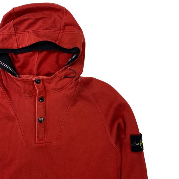 Stone Island 2010 Red Cotton Pullover Hoodie