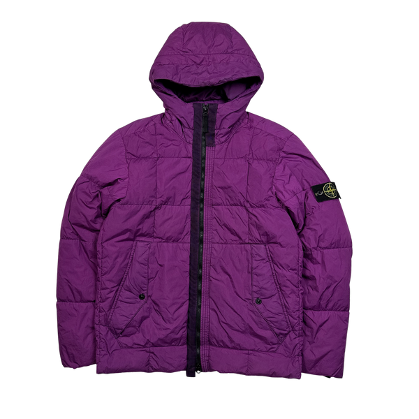 Stone Island 2018 Purple Down Filled Crinkle Puffer Jacket - Large
