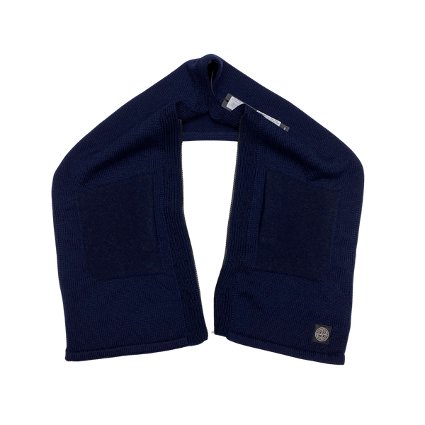 Stone Island Mixed Yarn Navy Pocketed Scarf