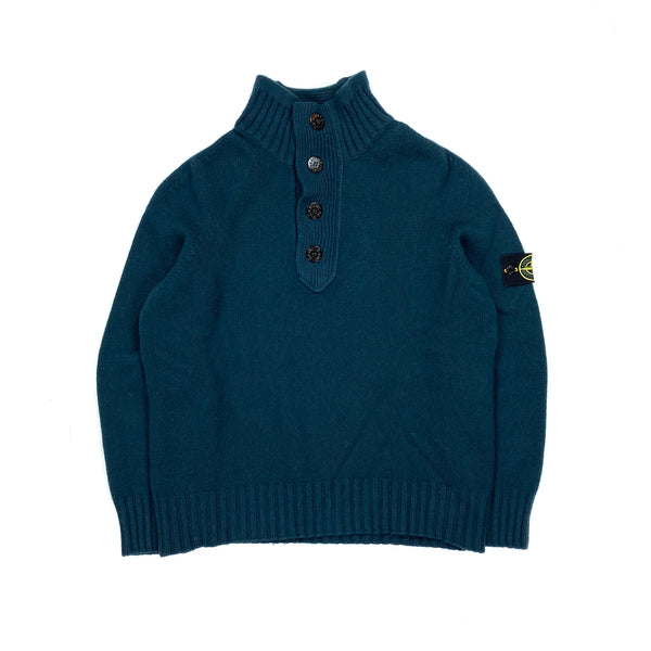 Stone Island Teal Blue Knitted Pullover Jumper