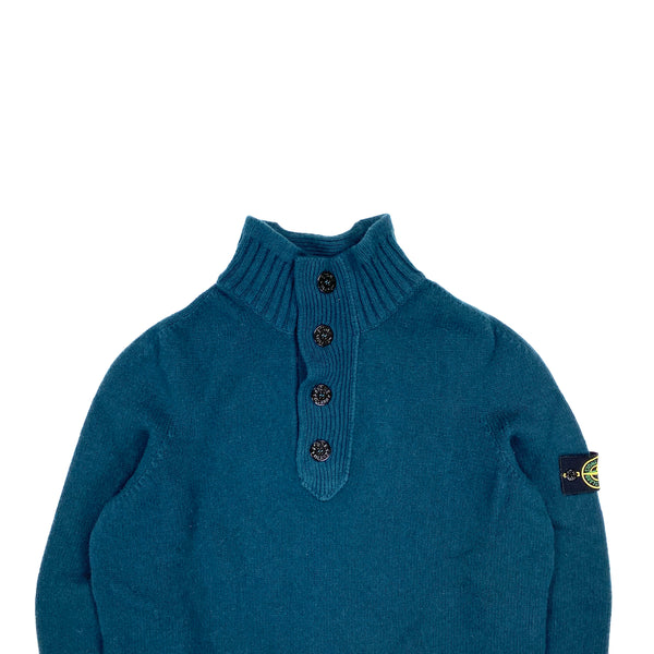 Stone Island Teal Blue Knitted Pullover Jumper