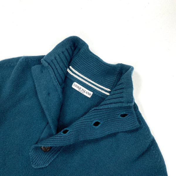 Stone Island Teal Blue Knitted Pullover Jumper