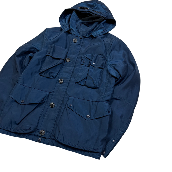 CP Company Blue Nysack Shimmer Multipocket Goggle Jacket - Medium
