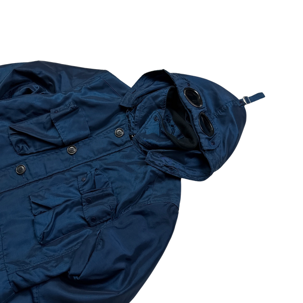 CP Company Blue Nysack Shimmer Multipocket Goggle Jacket - Medium