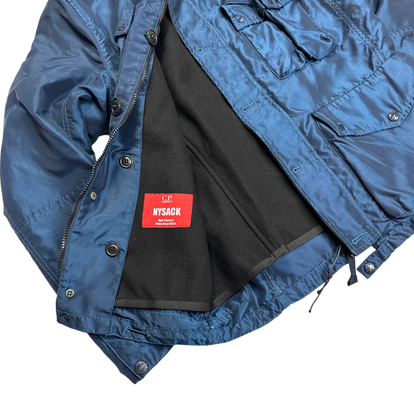 CP Company Blue Nysack Shimmer Multipocket Goggle Jacket Medium