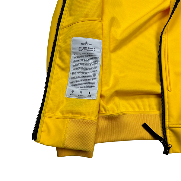 Stone Island Yellow Soft Shell R E Dye Tech Jacket - Small