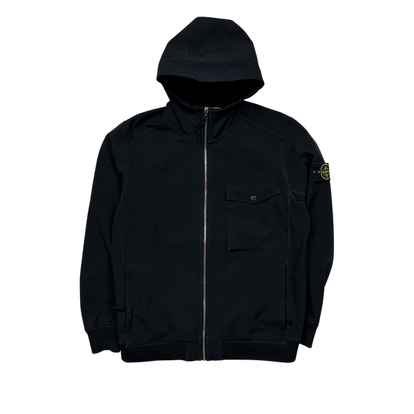 Stone Island Black Hooded Soft Shell Jacket - XL