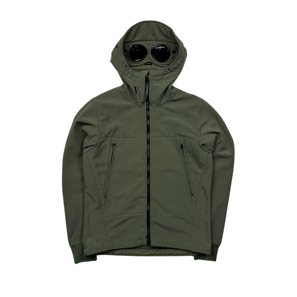 CP Company Olive Green Fleece Lined Soft Shell Jacket - Small