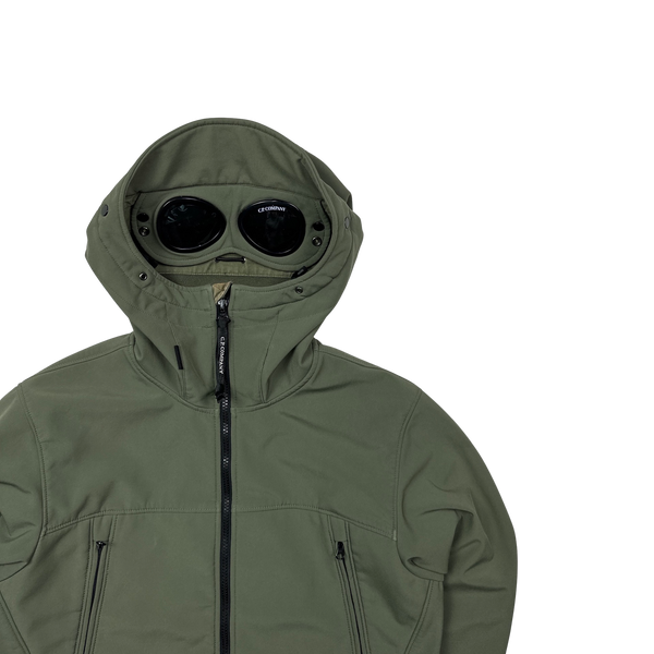 CP Company Olive Green Fleece Lined Soft Shell Jacket - Small