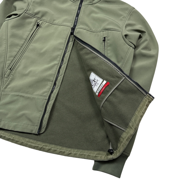 CP Company Olive Green Fleece Lined Soft Shell Jacket - Small