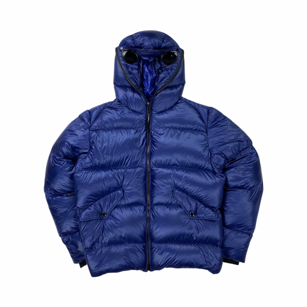 CP Company Navy Blue D Down Shell Goggle Puffer Jacket
