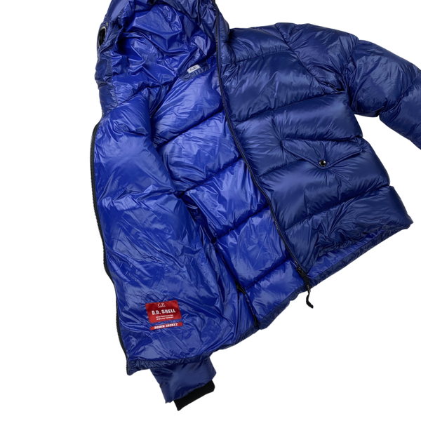 CP Company Navy Blue D Down Shell Goggle Puffer Jacket