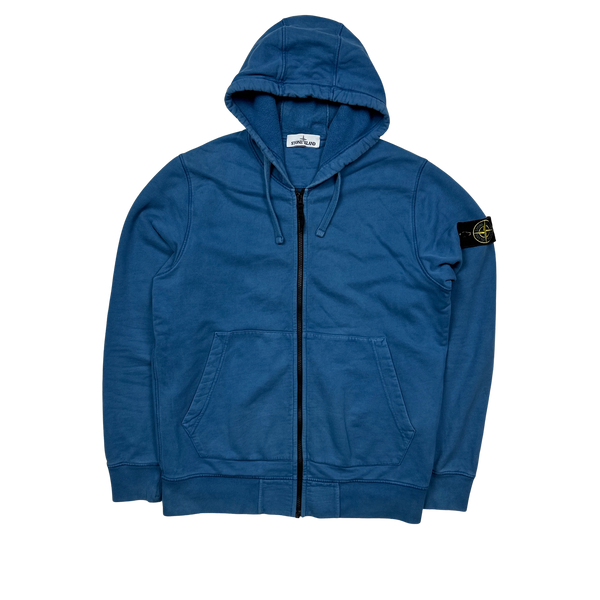 Stone Island 2020 Blue Zipped Cotton Hoodie - Large