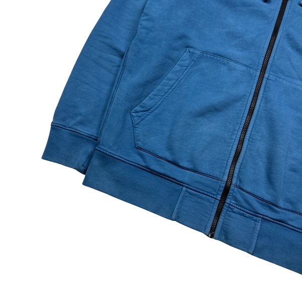 Stone Island 2020 Blue Zipped Cotton Hoodie - Large