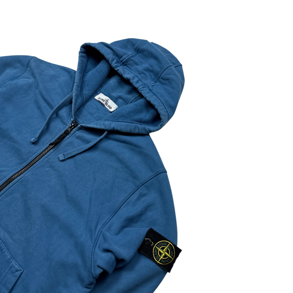 Stone Island 2020 Blue Zipped Cotton Hoodie - Large