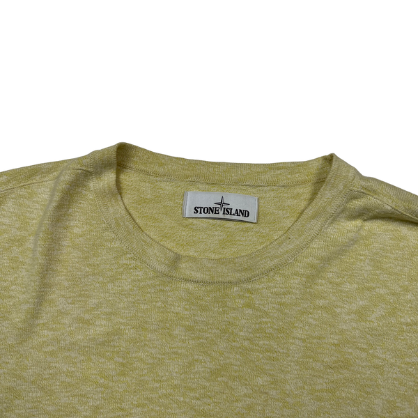 Stone Island 2019 Yellow Marl Cotton Knit - XL