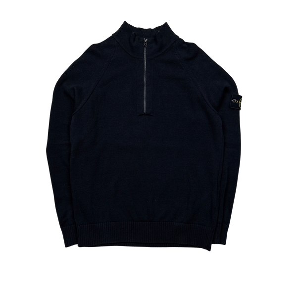 Stone Island 2021 Black Quarter Zipped Knit - Medium