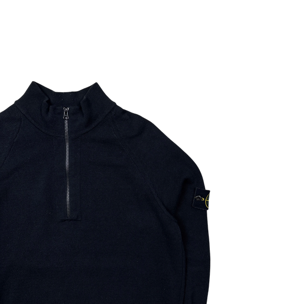 Stone Island 2021 Black Quarter Zipped Knit - Medium