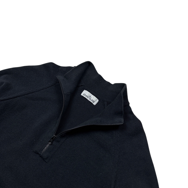 Stone Island 2021 Black Quarter Zipped Knit - Medium