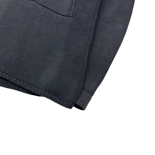 Stone Island Grey Vintage Thick Knitted Quarter Zipped Pullover - Large