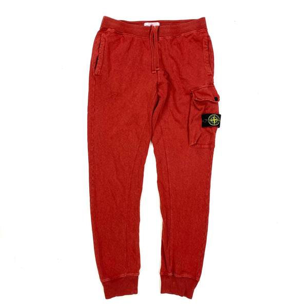 Stone Island Red Cotton Jogging Bottoms